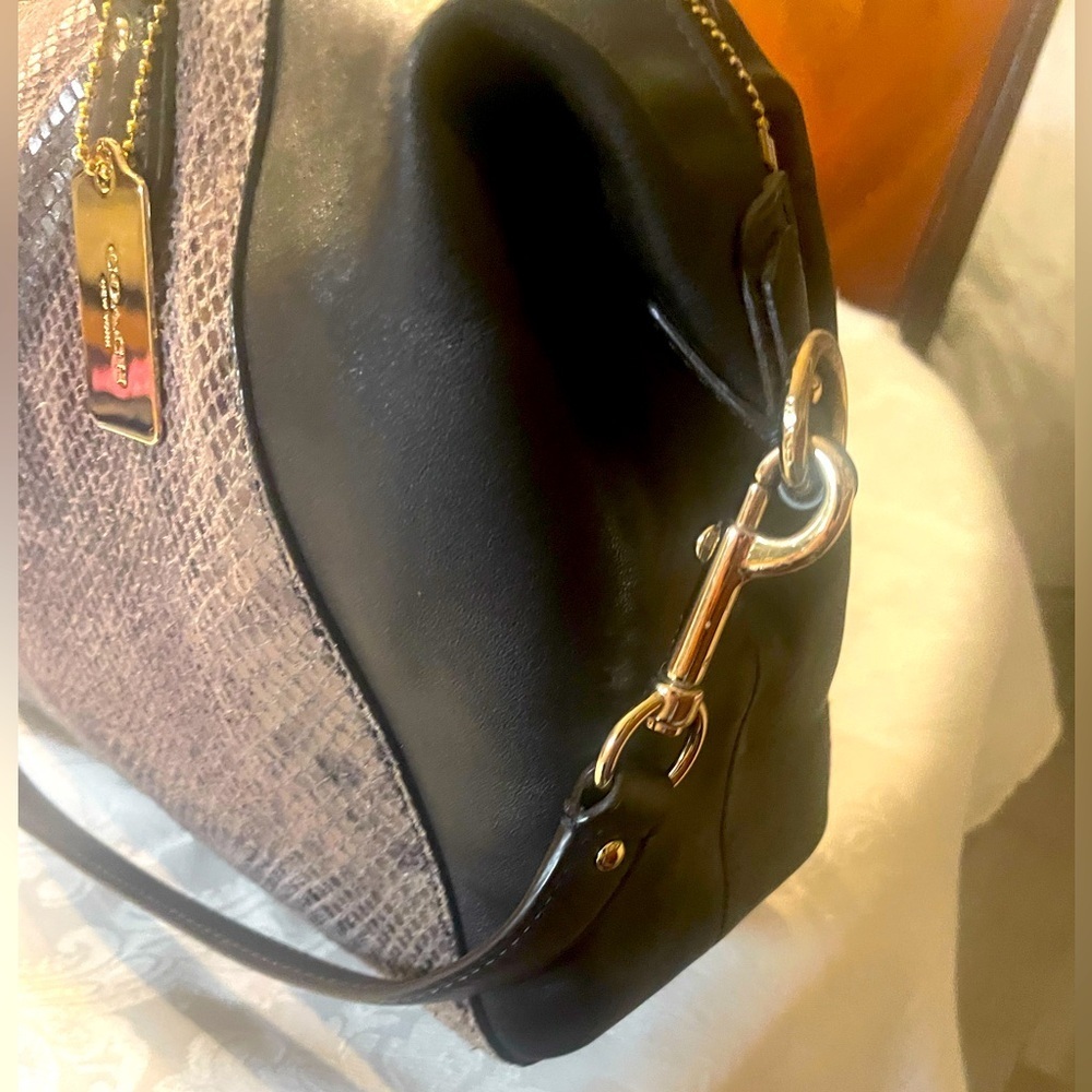 Rare - Coach Collette Two Way Python Graphite Pur… - image 5